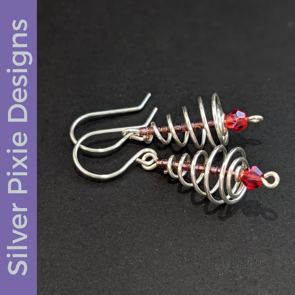 🎄2 for $25!!🎄 Handcrafted Silver-Plated Copper Christmas Tree Earrings, Small